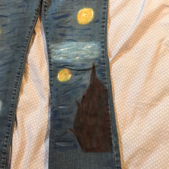 HAND PAINTED Starry Night Jeans - Picture 3 of 7